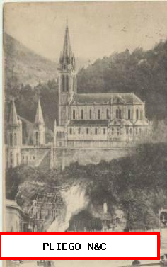 Lourdes-La Grotte et la Basilique. Franqueado y fechado