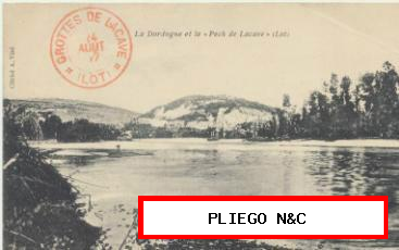 La Dordogne et le pech de Lacave. Fechado en Grottes de Lacave 1907