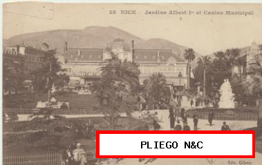 Nice-jardins Albert I et Casino Municipal. Franqueado y fechado en 1931