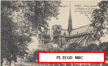 Paris-Notre Dame-L´Abside et la Seine. Franqueado y fechado en 1926