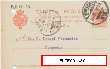 Tarjeta Entero Postal. De Valencia a Hellín del 8 Diciem. 1815. Edifil 53