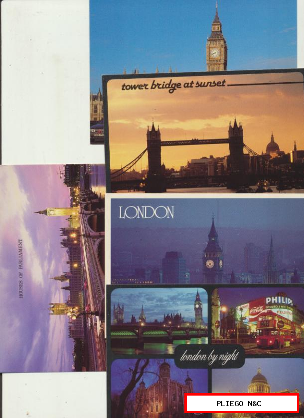 Londres-Lote de 5 postales