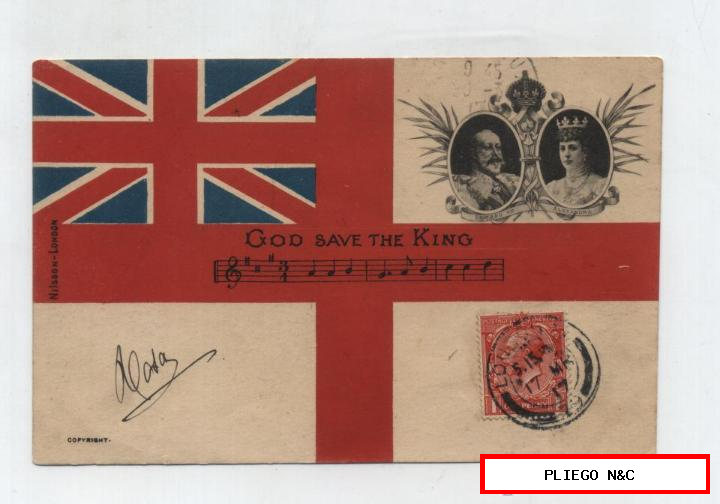 Postal Inglesa-God Save The King. Franqueado y fechado en Londres 17-3-1917