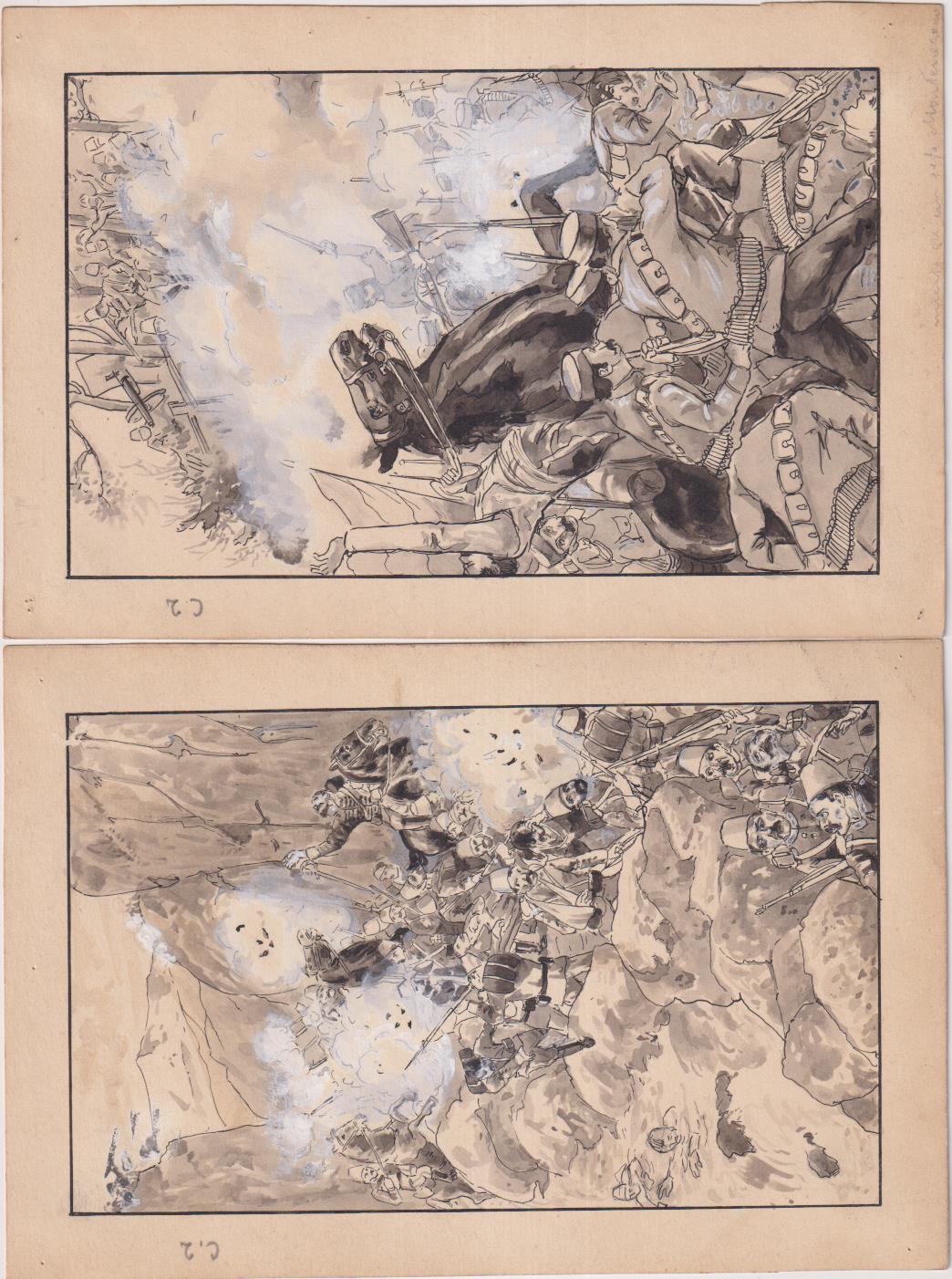 La guerra entre Turquía y los Balkanes. Dibujos originales de los cromos serie Completa 10 (17,5x12 cms.)