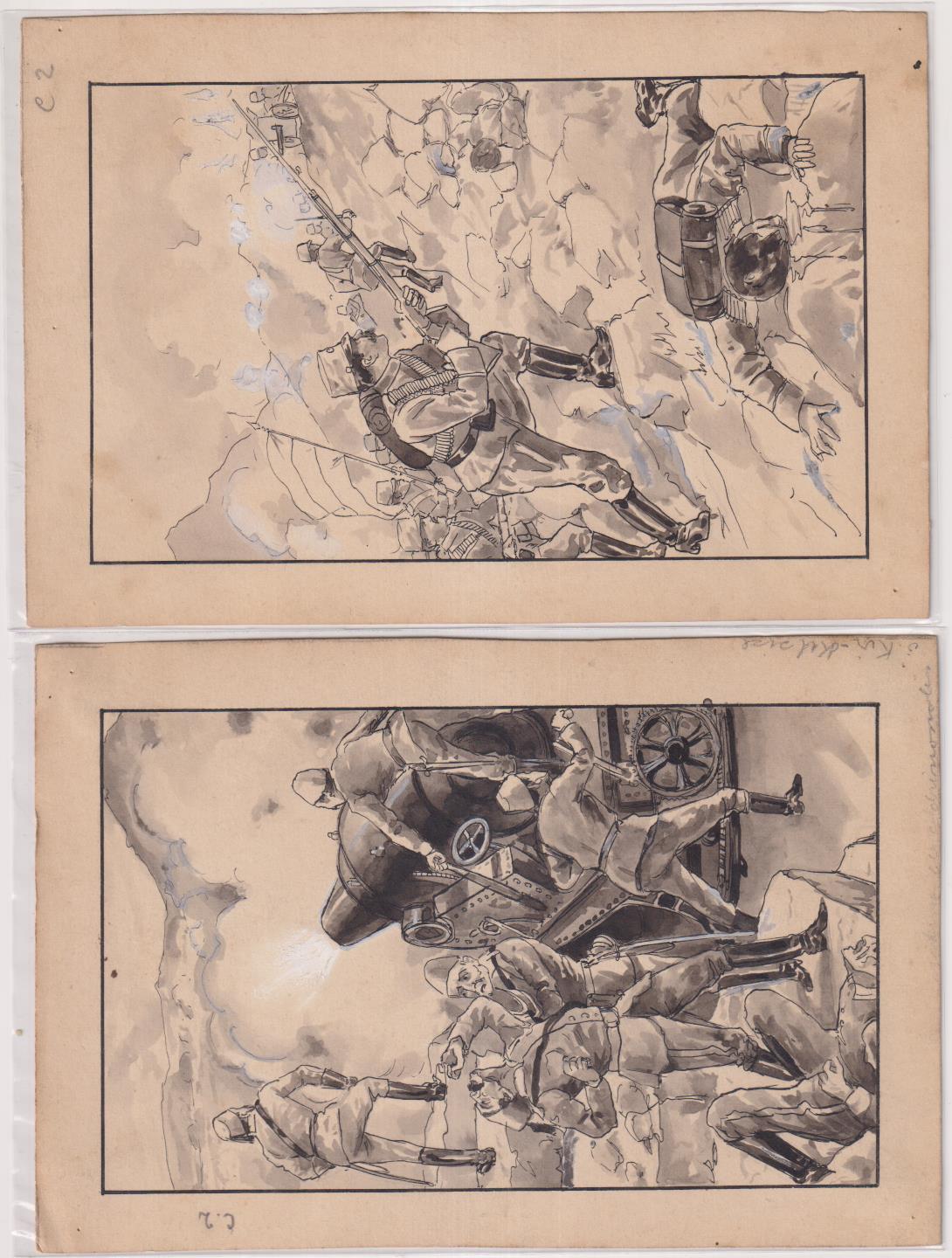 La guerra entre Turquía y los Balkanes. Dibujos originales de los cromos serie Completa 10 (17,5x12 cms.)