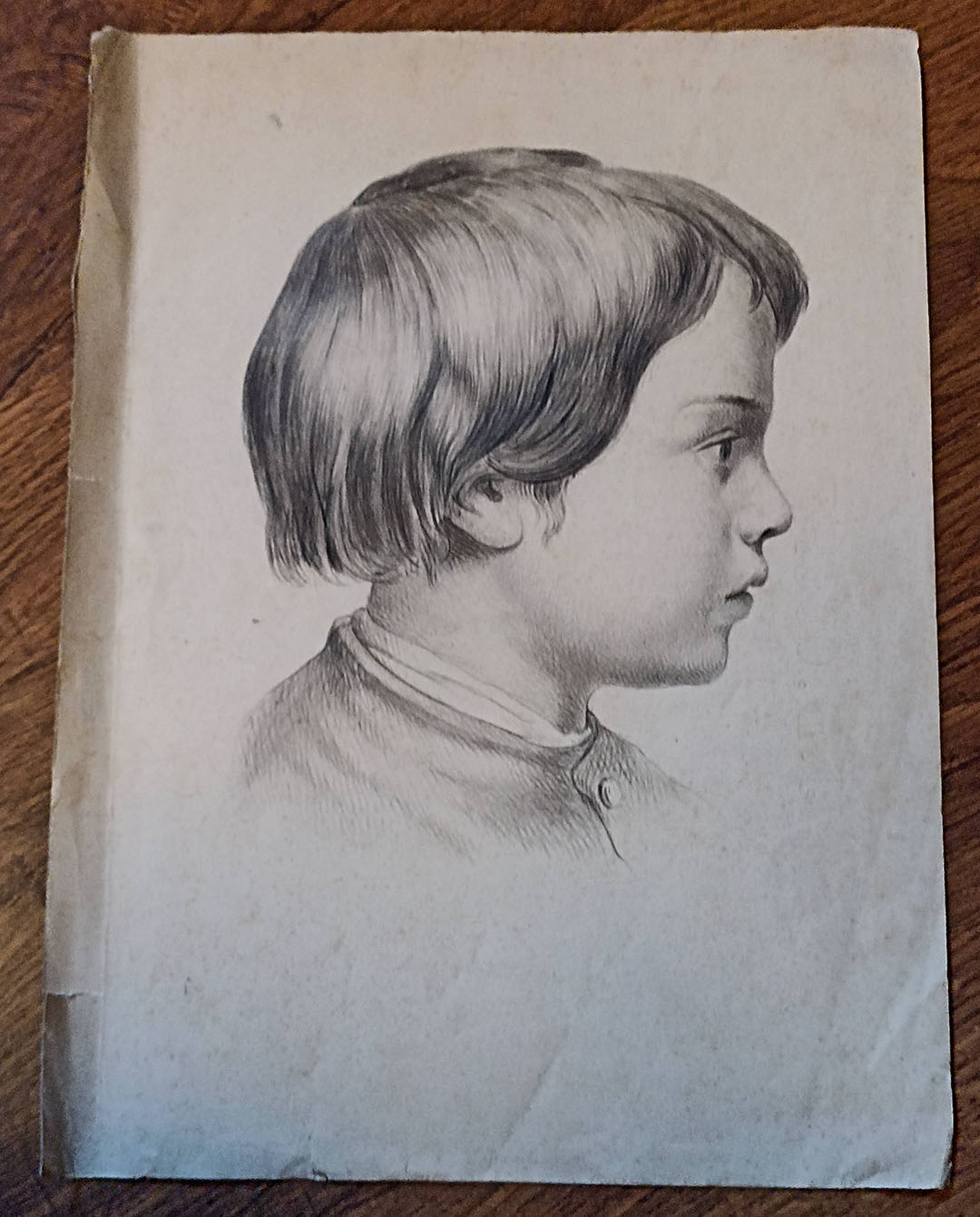 Precioso Dibujo a lápiz sobre papel (35,5x26 cm.) Siglo XIX. Escrito al dorso muy suave, Solo 1874 posible, el resto muy difícil de apreciar