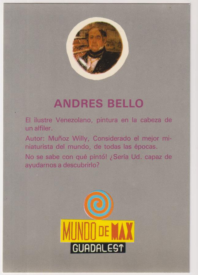 Mundo de Max. Miniaturas. Andrés Bello pintado en la cabeza de un alfiler. sin circular