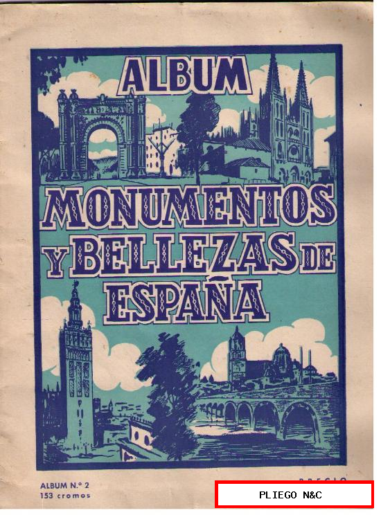Monumentos y Bellezas de España. Álbum nº 2. Casulleras 195?. Completo 153 cromos