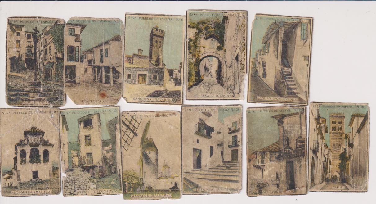 11 Fototipias de Cajas de Cerillas. Pueblos de España serie 9 : 3, 5, 6, 12, 14, 16, 19, 21, 23, 25, 29