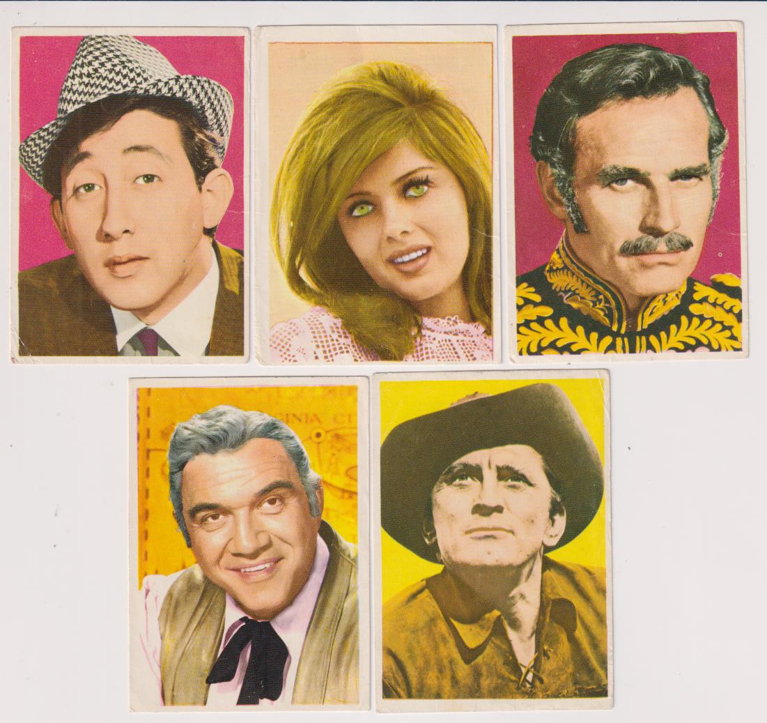 Artistas de Cine y T.V. Bruguera 1970. Lote de 5 cromos: 6,106,229,239 y 264