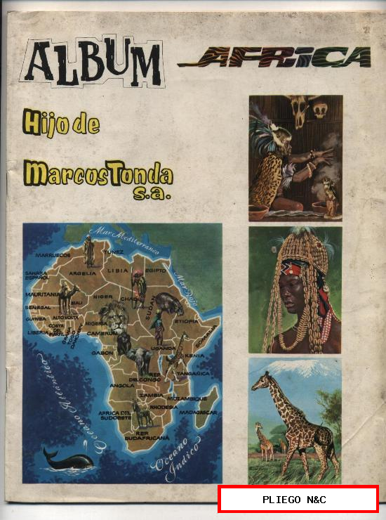 Álbum África. Chocolate Hijo de Marcos Tonda. 1969. Completo 153 cromos. Muy Nuevo. RARO