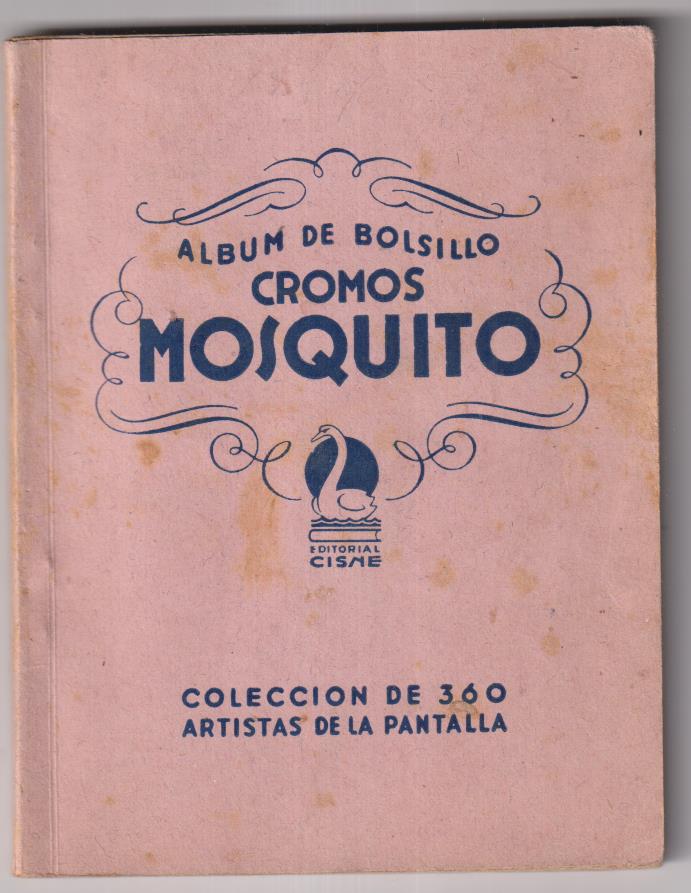 Álbum de Bolsillo Cromos Mosquito. Contiene 142 cromos de 360. Artistas de la Pantalla