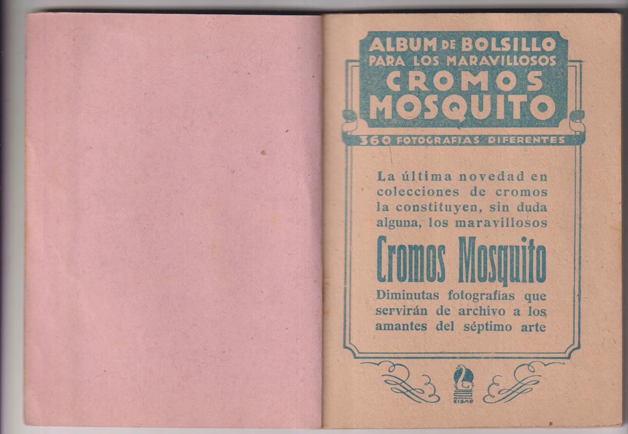 Álbum de Bolsillo Cromos Mosquito. Contiene 142 cromos de 360. Artistas de la Pantalla