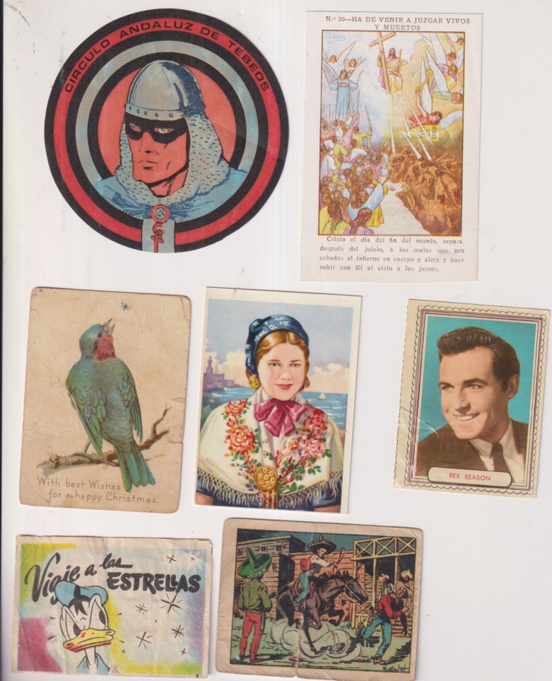 Lote de 6 cromos varios y pegatina del círculo andaluz de Tebeos