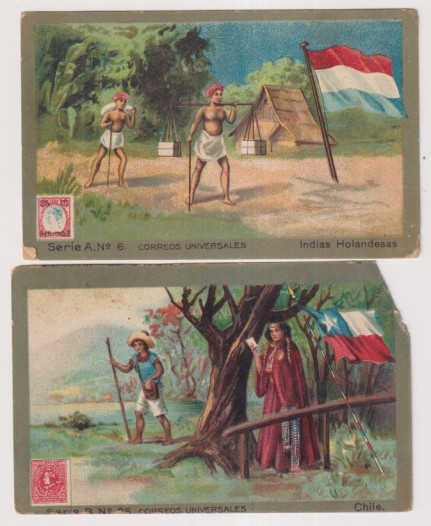 Correos Universales. Lote de 2 cromos: Serie A nº 6 Indias Holandesas