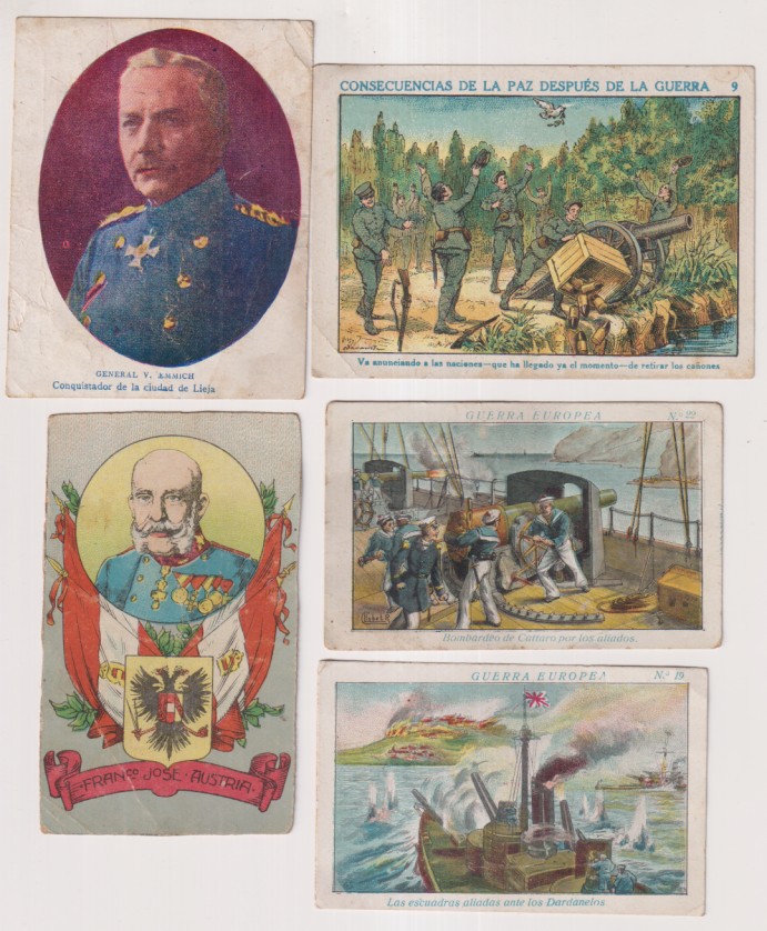 Guerra en Europa, lote de 5 cromos: Guerra Europea 19 y 22