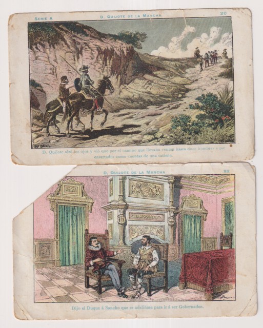 D. Quijote de la Mancha. Lote de 2 cromos: 20 y 92 de Chocolate Amatller