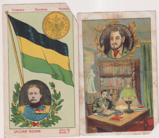 Lote 2 cromos: Soberano, Bandera y Moneda nº 58