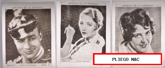 Álbum Cupón Peninsular. 1932. Artistas de la Pantalla Serie 17. Nº 2, 4 y 5