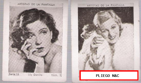 Álbum Cupón Peninsular. 1932. Artistas de la Pantalla Serie 18. Nº 1 y 4