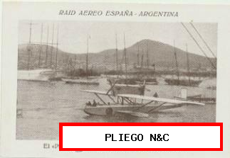 Raid Aéreo España-Argentina nº 15. Cromo (11,5x8) Caramelos y Chocolates Mauri-Barcelona
