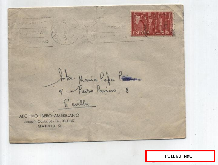 Carta de Madrid a Sevilla del 21 Marzo 1960. con Edifil 1252
