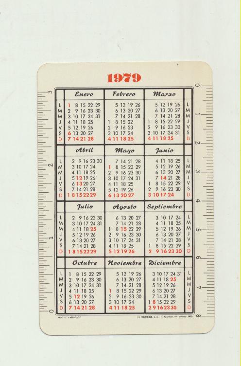 Calendario Fournier. Imedio 1979