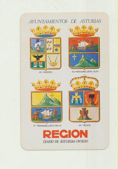 Calendario Fournier. Región. Diario de Asturias-Oviedo, 45, 46, 47 y 48. 1974