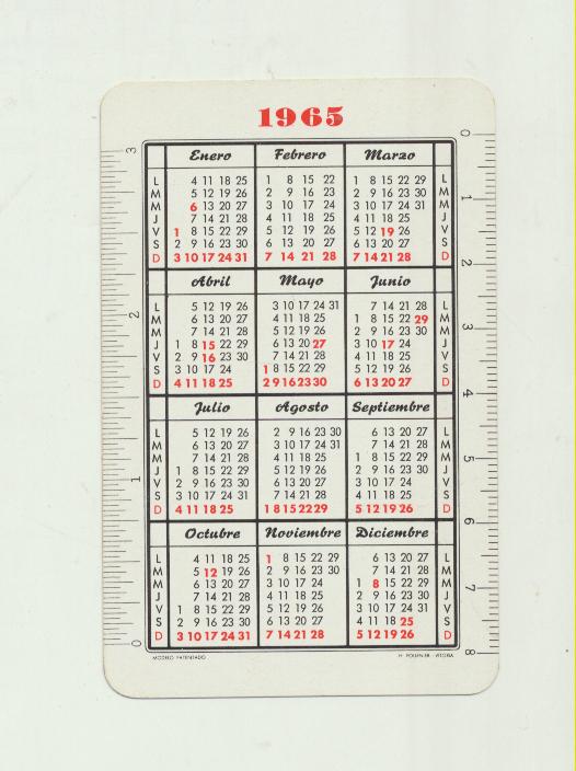 Calendario Fournier. V. Respaldiza 1965