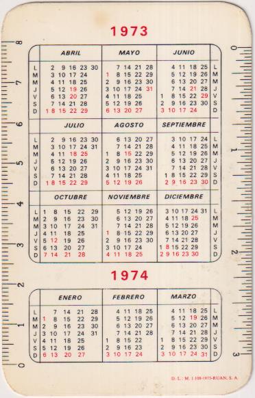 Tío pepe. González Byass. Calendario 1973-1974