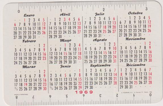 Calendario Fournier. Ducal Osborne para 1969. IMPECABLE!