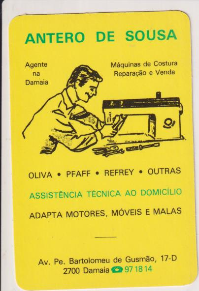 Calendario para 1990. Antero de Sousa. Máquinas de Costura. Darmaia (Portugal)