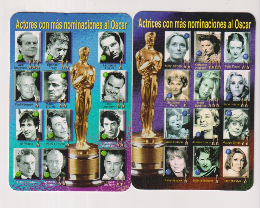 lote de 2 calendarios 2010. actores y actrices con más nominaciones al oscar