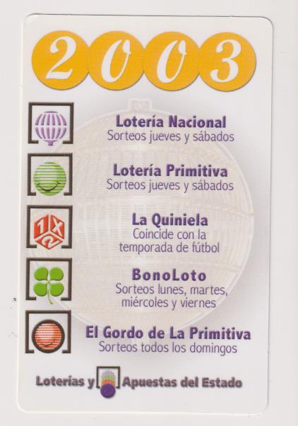 calendario 2003. loterías y apuestas del estado.