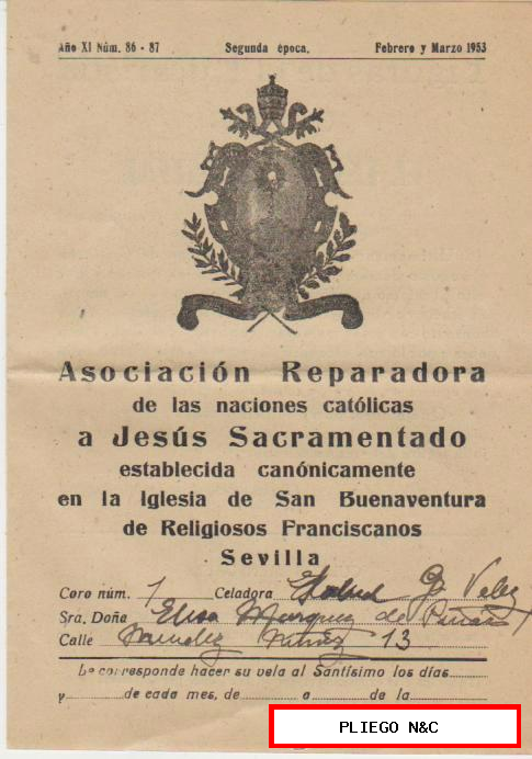 Asociación Reparadora de las Naciones Católicas nº 86-87. Febrero 1953