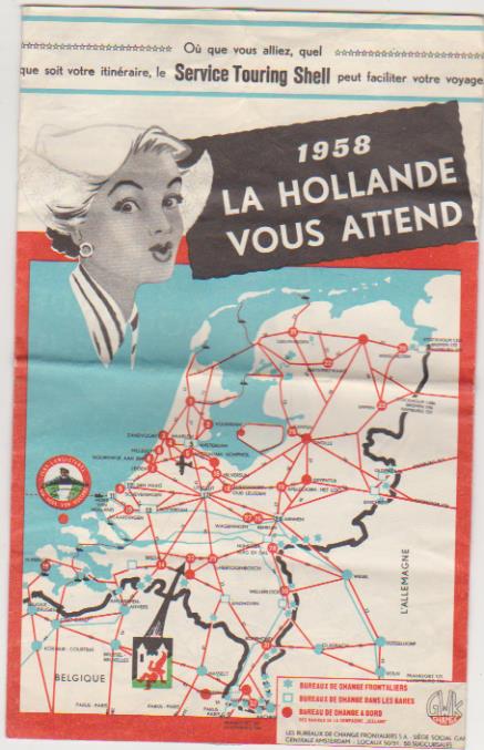 1958. La Hollande vous attend. Holanda le espera. Guía de Holanda de 1958. (23x15) tríptico