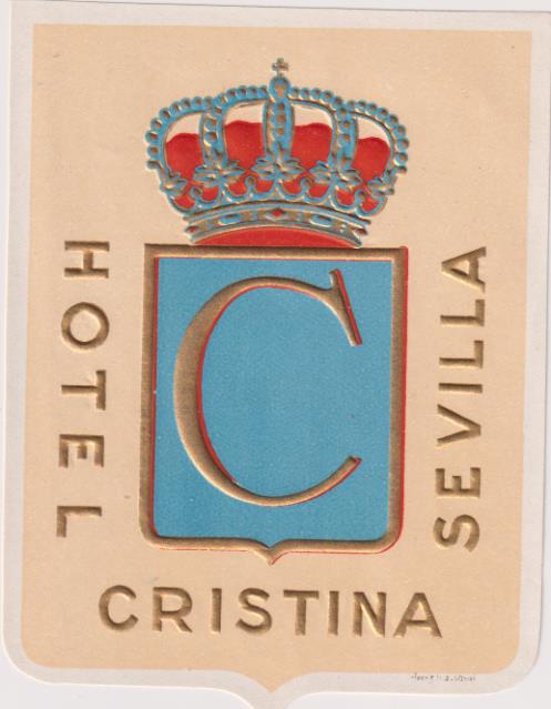 Hotel Cristina, Sevilla. Etiqueta antigua