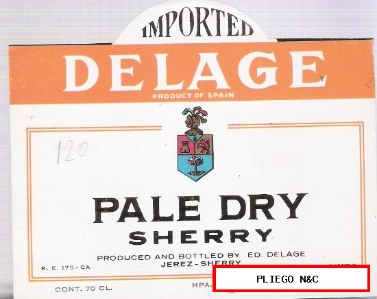 Pale Dry Sherry Delage. Jerez. Imported