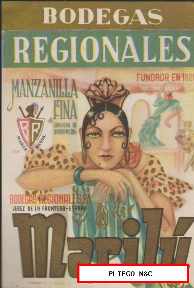 Bodegas Regionales. Manzanilla Marilú. Jerez