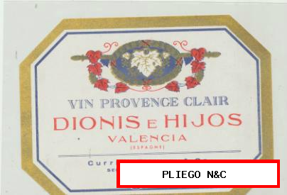 Etiqueta Vin Provence Clair. Dionis e Hijos-Valencia