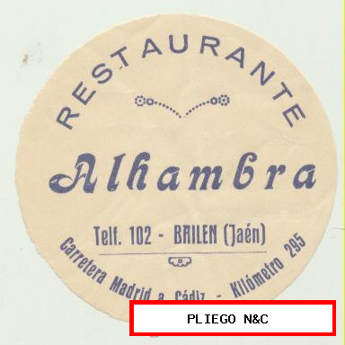 Etiqueta. Restaurante Alhambra-Bailen