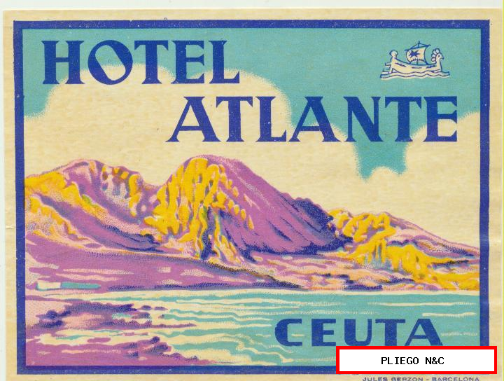Etiqueta. Hotel Atlante. Ceuta