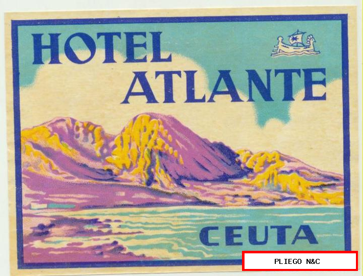 etiqueta. Hotel atlante. Ceuta