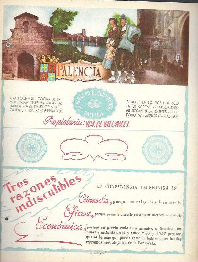 Mateu-Cromo. Lámina con publicidad y mapa de la provincia de Palencia