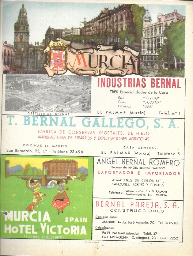 Mateu-Cromo. Lámina con publicidad y mapa de la provincia de Murcia