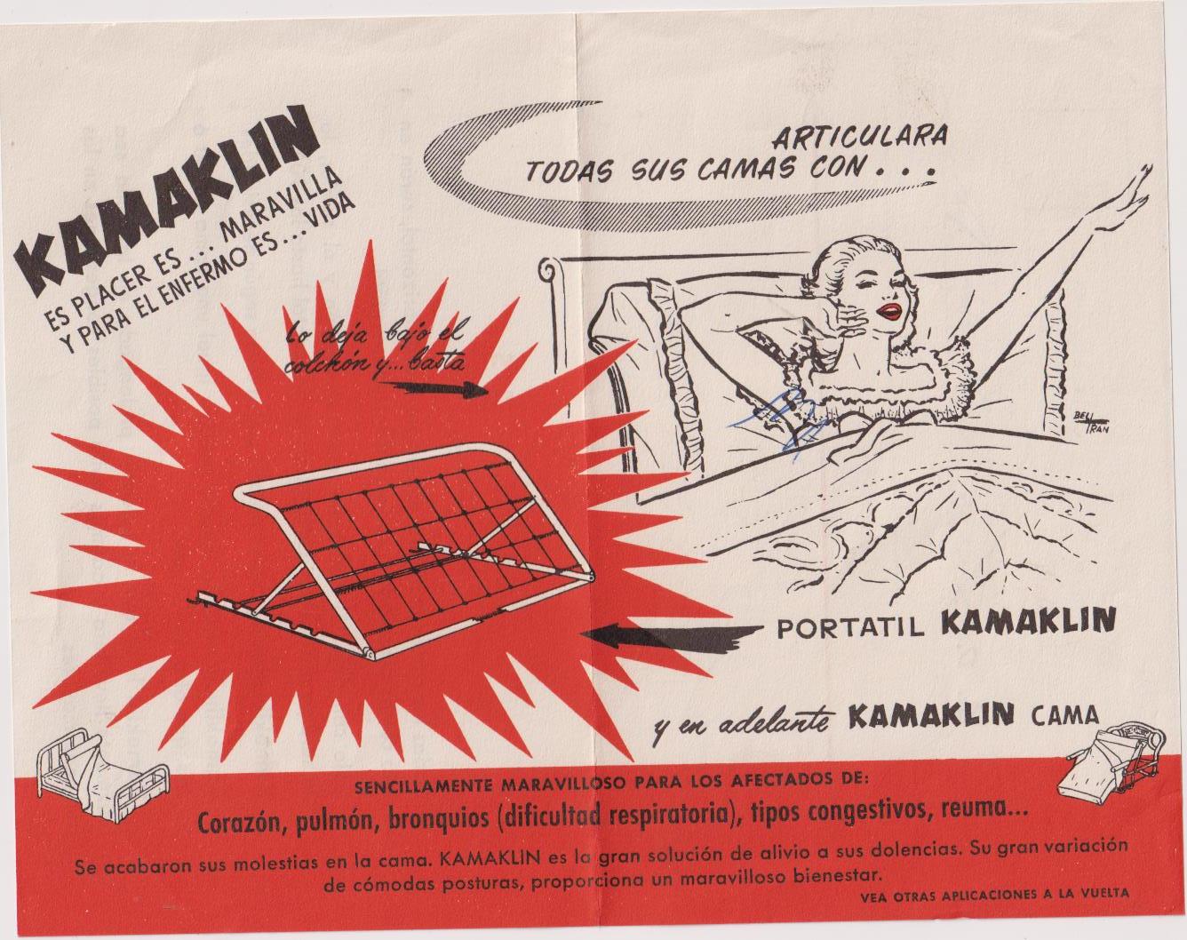 Kamaklin. Publicidad de Camas. Años 50