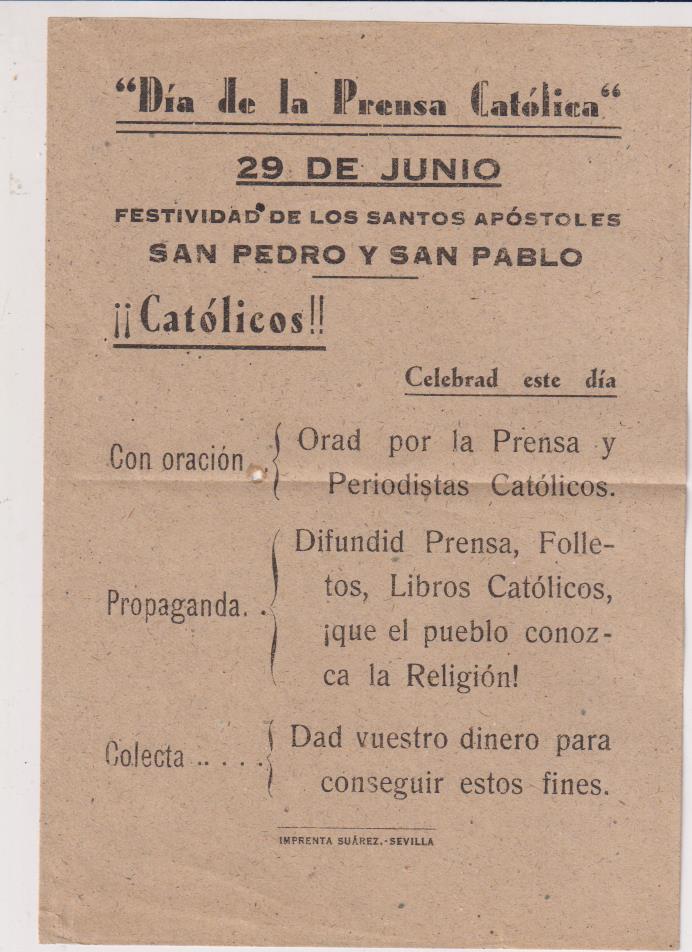 Día de la Prensa Católica. 29 de junio. Sevilla (1920)