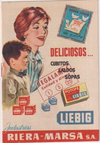 Liebig. Deliciosos Cubitos, caldos, sopas. Folleto publicitario de Riera-marsá. de 8 páginas