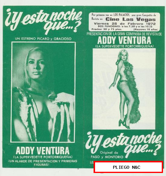 Addy Ventura en ¿y esta noche... ? Programa doble. cine Las Vegas-Los Palacios 1972