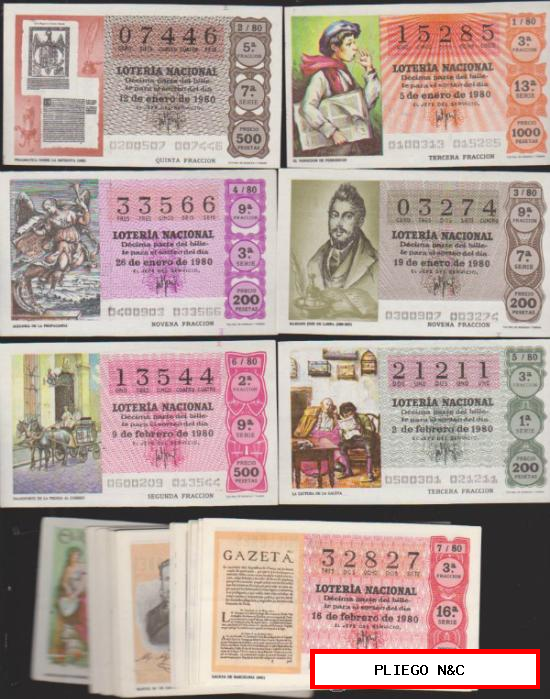 Lotería Nacional. Año 1980 Completo. 50 décimos